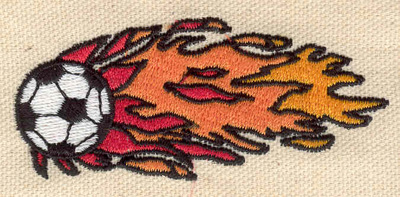 Embroidery Design: Flaming soccer ball 3.17w X 1.39h