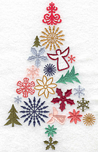 Embroidery Design: Christmas tree fully decorated 4.33w X 6.99h