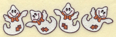 Embroidery Design: Row of ghosts 6.97w X 2.01h