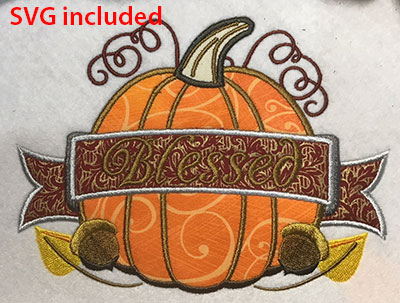 Embroidery Design: Blessed Pumpkin Applique 6.70w X 5.05h