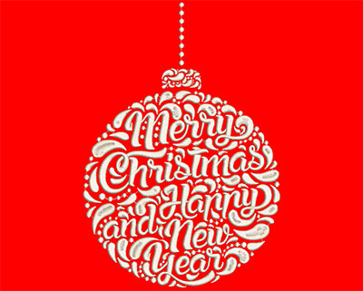 Embroidery Design: Merry Christmas and Happy New Year Lg 7.15w X 10.36h