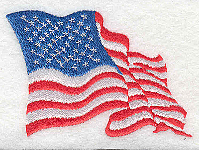 Embroidery Design: Waving USA flag 3.44w X 2.38h
