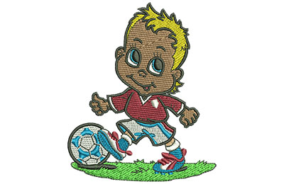 Embroidery Design: Little Soccer Boy Lg 3.31w X 4.00h