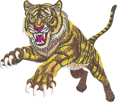 Embroidery Design: Leaping Tiger Lg 8.04w X 7.01h