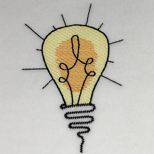 embroidery digitizing challenge light bulb design